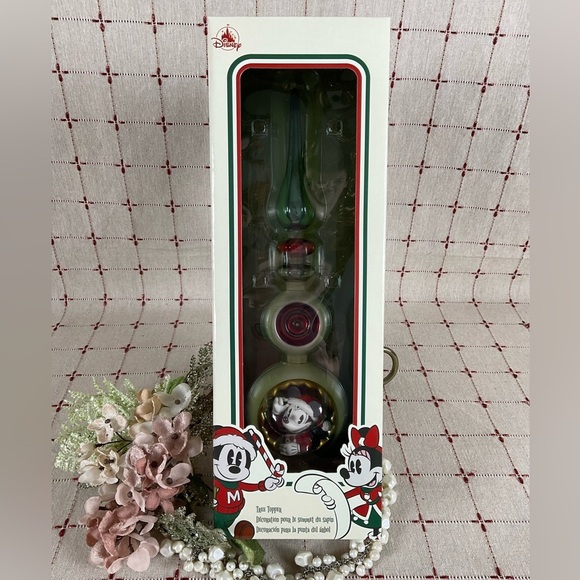 WDW Official Disney Mickey & Minnie Mouse Finial Glass Christmas Tree Topper New - Picture 2 of 7